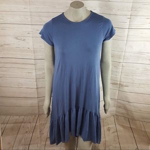 Cotton Emporium Blue Ruffled Hem Detail Dress